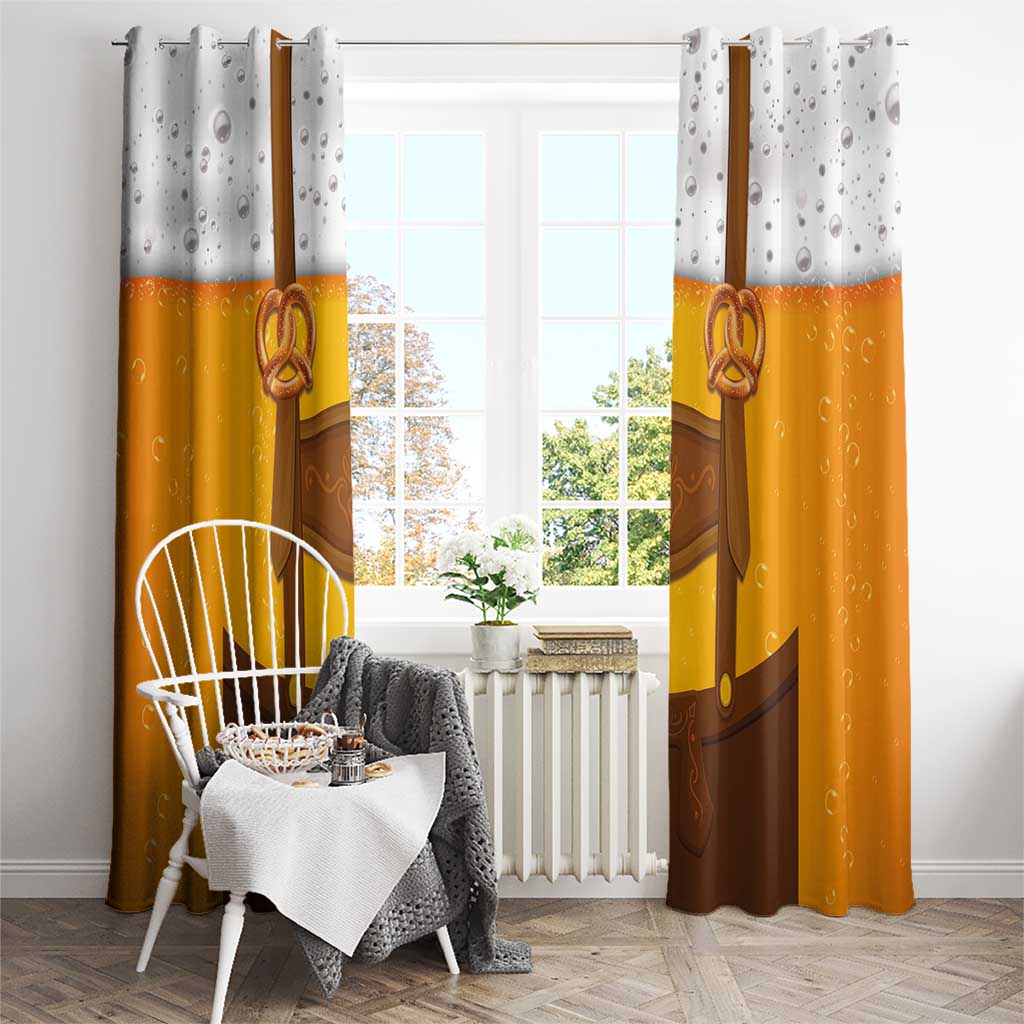 Traditional German Costume - Lederhosen and Soft Pretzel Window Curtain Oktoberfest Beer Head Funny Style