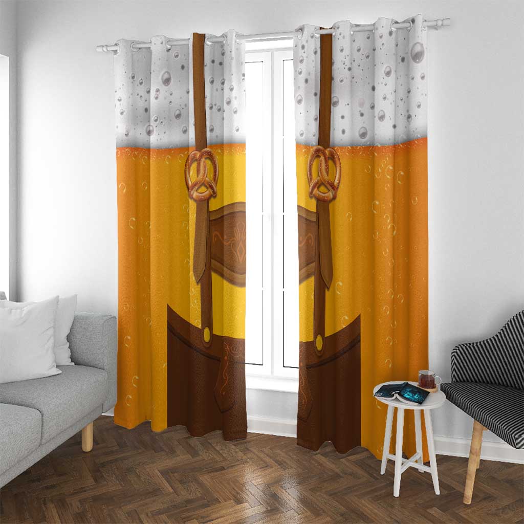 Traditional German Costume - Lederhosen and Soft Pretzel Window Curtain Oktoberfest Beer Head Funny Style