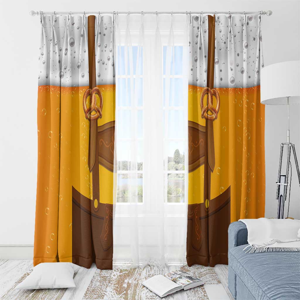 Traditional German Costume - Lederhosen and Soft Pretzel Window Curtain Oktoberfest Beer Head Funny Style