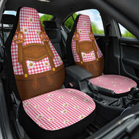 Traditional German Costume - Lederhosen and Soft Pretzel Car Seat Cover Blue Plaid Pattern with Edelweiss Flowers
