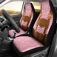 Traditional German Costume - Lederhosen and Soft Pretzel Car Seat Cover Blue Plaid Pattern with Edelweiss Flowers