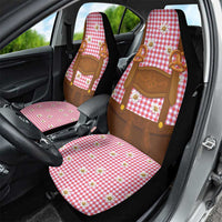 Traditional German Costume - Lederhosen and Soft Pretzel Car Seat Cover Blue Plaid Pattern with Edelweiss Flowers