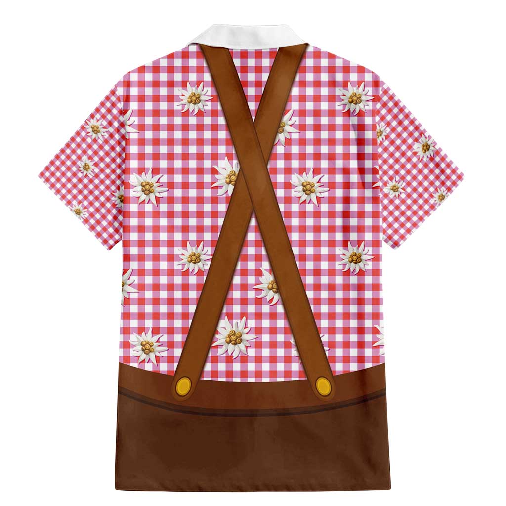 Traditional German Costume - Lederhosen and Soft Pretzel Family Matching Mermaid Dress and Hawaiian Shirt Blue Plaid Pattern with Edelweiss Flowers