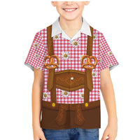 Traditional German Costume - Lederhosen and Soft Pretzel Family Matching Mermaid Dress and Hawaiian Shirt Blue Plaid Pattern with Edelweiss Flowers