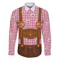 Traditional German Costume - Lederhosen and Soft Pretzel Family Matching Puletasi and Hawaiian Shirt Blue Plaid Pattern with Edelweiss Flowers