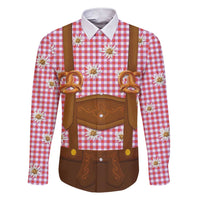 Traditional German Costume - Lederhosen and Soft Pretzel Family Matching Short Sleeve Bodycon Dress and Hawaiian Shirt Blue Plaid Pattern with Edelweiss Flowers