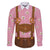 Traditional German Costume - Lederhosen and Soft Pretzel Family Matching Summer Maxi Dress and Hawaiian Shirt Blue Plaid Pattern with Edelweiss Flowers