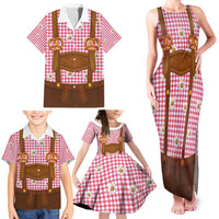 Traditional German Costume - Lederhosen and Soft Pretzel Family Matching Tank Maxi Dress and Hawaiian Shirt Blue Plaid Pattern with Edelweiss Flowers