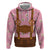 Traditional German Costume - Lederhosen and Soft Pretzel Hoodie Blue Plaid Pattern with Edelweiss Flowers