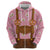 Traditional German Costume - Lederhosen and Soft Pretzel Hoodie Blue Plaid Pattern with Edelweiss Flowers