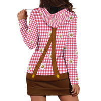 Traditional German Costume - Lederhosen and Soft Pretzel Hoodie Dress Blue Plaid Pattern with Edelweiss Flowers