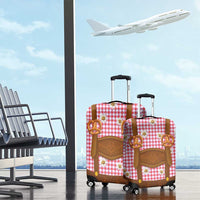 Traditional German Costume - Lederhosen and Soft Pretzel Luggage Cover Blue Plaid Pattern with Edelweiss Flowers