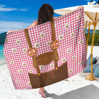 Traditional German Costume - Lederhosen and Soft Pretzel Sarong Blue Plaid Pattern with Edelweiss Flowers