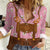 Traditional German Costume - Lederhosen and Soft Pretzel Women Casual Shirt Blue Plaid Pattern with Edelweiss Flowers