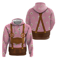 Traditional German Costume - Lederhosen and Soft Pretzel Zip Hoodie Blue Plaid Pattern with Edelweiss Flowers