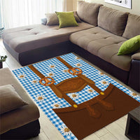 Traditional German Costume - Lederhosen and Soft Pretzel Area Rug Red Plaid Pattern with Edelweiss Flowers