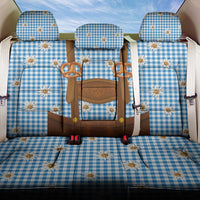 Traditional German Costume - Lederhosen and Soft Pretzel Back Car Seat Cover Red Plaid Pattern with Edelweiss Flowers