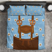Traditional German Costume - Lederhosen and Soft Pretzel Bedding Set Red Plaid Pattern with Edelweiss Flowers