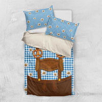 Traditional German Costume - Lederhosen and Soft Pretzel Bedding Set Red Plaid Pattern with Edelweiss Flowers
