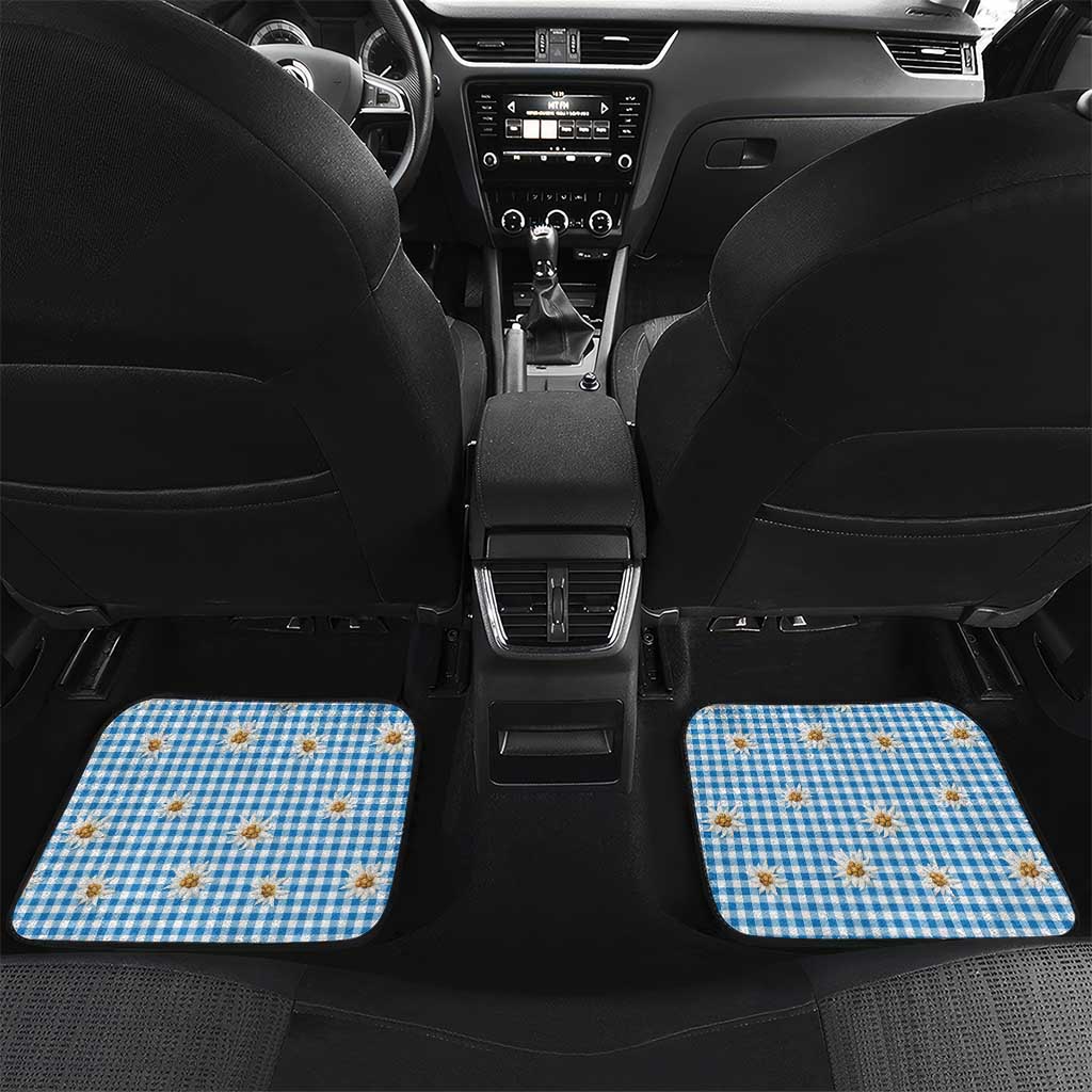 Traditional German Costume - Lederhosen and Soft Pretzel Car Mats Red Plaid Pattern with Edelweiss Flowers