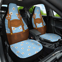 Traditional German Costume - Lederhosen and Soft Pretzel Car Seat Cover Red Plaid Pattern with Edelweiss Flowers