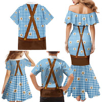Traditional German Costume - Lederhosen and Soft Pretzel Family Matching Mermaid Dress and Hawaiian Shirt Red Plaid Pattern with Edelweiss Flowers