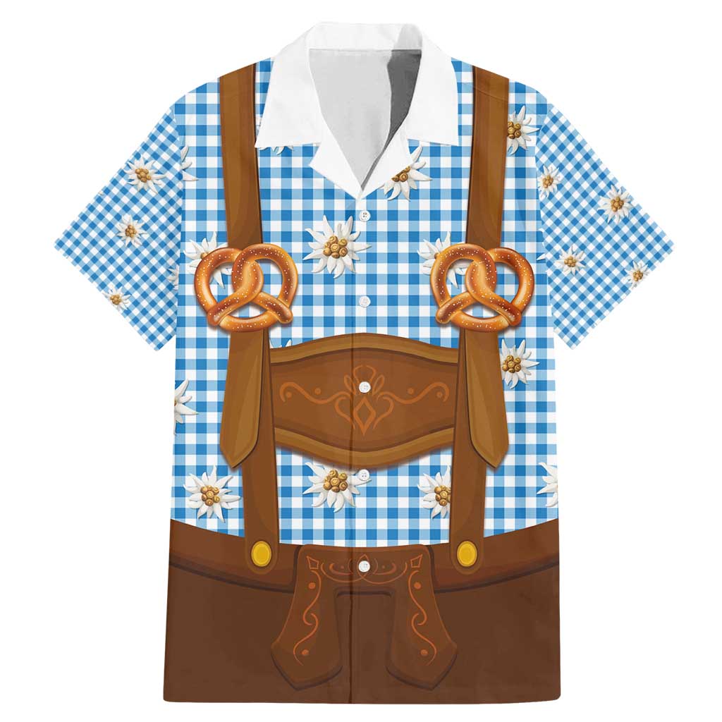 Traditional German Costume - Lederhosen and Soft Pretzel Family Matching Mermaid Dress and Hawaiian Shirt Red Plaid Pattern with Edelweiss Flowers