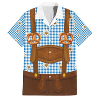Traditional German Costume - Lederhosen and Soft Pretzel Family Matching Off The Shoulder Long Sleeve Dress and Hawaiian Shirt Red Plaid Pattern with Edelweiss Flowers