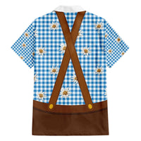 Traditional German Costume - Lederhosen and Soft Pretzel Family Matching Off The Shoulder Long Sleeve Dress and Hawaiian Shirt Red Plaid Pattern with Edelweiss Flowers