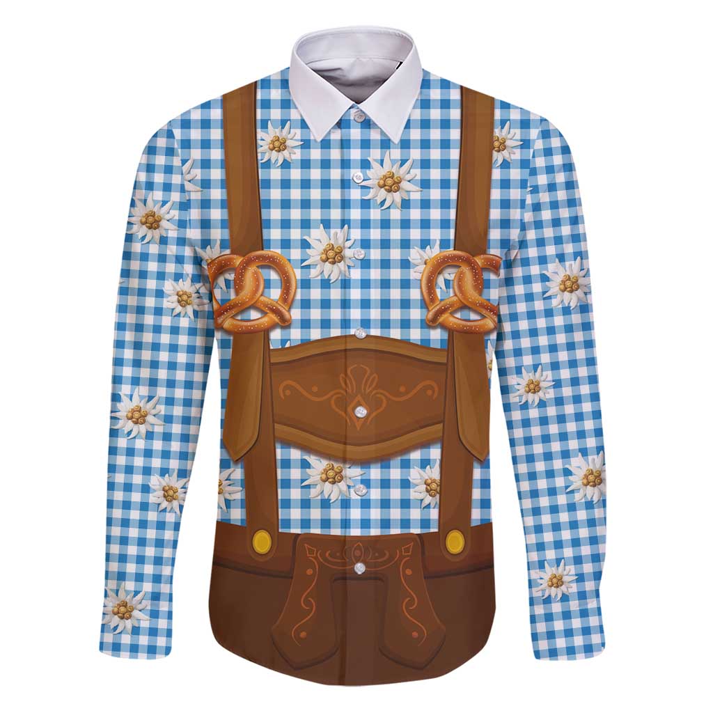 Traditional German Costume - Lederhosen and Soft Pretzel Family Matching Puletasi and Hawaiian Shirt Red Plaid Pattern with Edelweiss Flowers