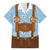 Traditional German Costume - Lederhosen and Soft Pretzel Family Matching Summer Maxi Dress and Hawaiian Shirt Red Plaid Pattern with Edelweiss Flowers