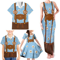 Traditional German Costume - Lederhosen and Soft Pretzel Family Matching Tank Maxi Dress and Hawaiian Shirt Red Plaid Pattern with Edelweiss Flowers