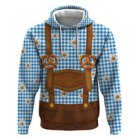 Traditional German Costume - Lederhosen and Soft Pretzel Hoodie Red Plaid Pattern with Edelweiss Flowers