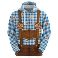 Traditional German Costume - Lederhosen and Soft Pretzel Hoodie Red Plaid Pattern with Edelweiss Flowers