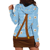 Traditional German Costume - Lederhosen and Soft Pretzel Hoodie Dress Red Plaid Pattern with Edelweiss Flowers