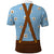 Traditional German Costume - Lederhosen and Soft Pretzel Polo Shirt Red Plaid Pattern with Edelweiss Flowers
