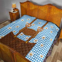 Traditional German Costume - Lederhosen and Soft Pretzel Quilt Red Plaid Pattern with Edelweiss Flowers