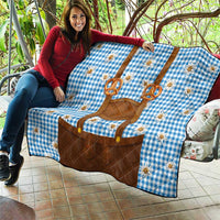 Traditional German Costume - Lederhosen and Soft Pretzel Quilt Red Plaid Pattern with Edelweiss Flowers