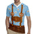 Traditional German Costume - Lederhosen and Soft Pretzel Rugby Jersey Red Plaid Pattern with Edelweiss Flowers