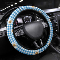 Traditional German Costume - Lederhosen and Soft Pretzel Steering Wheel Cover Red Plaid Pattern with Edelweiss Flowers