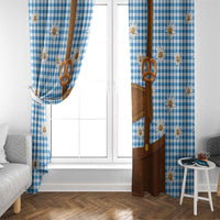 Traditional German Costume - Lederhosen and Soft Pretzel Window Curtain Red Plaid Pattern with Edelweiss Flowers