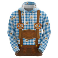 Traditional German Costume - Lederhosen and Soft Pretzel Zip Hoodie Red Plaid Pattern with Edelweiss Flowers