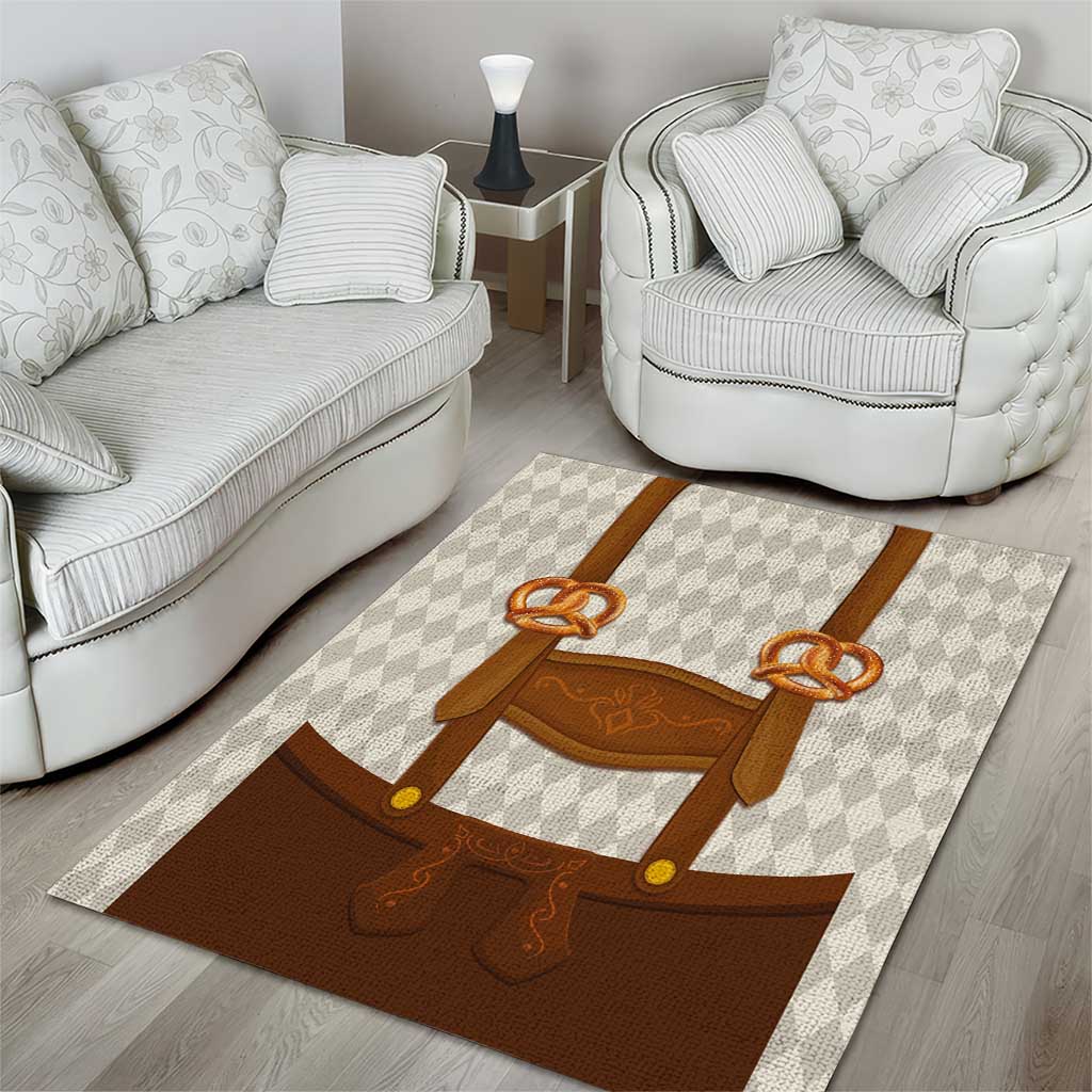 Traditional German Costume - Lederhosen and Soft Pretzel Area Rug Old Vintage Bavarian Pattern