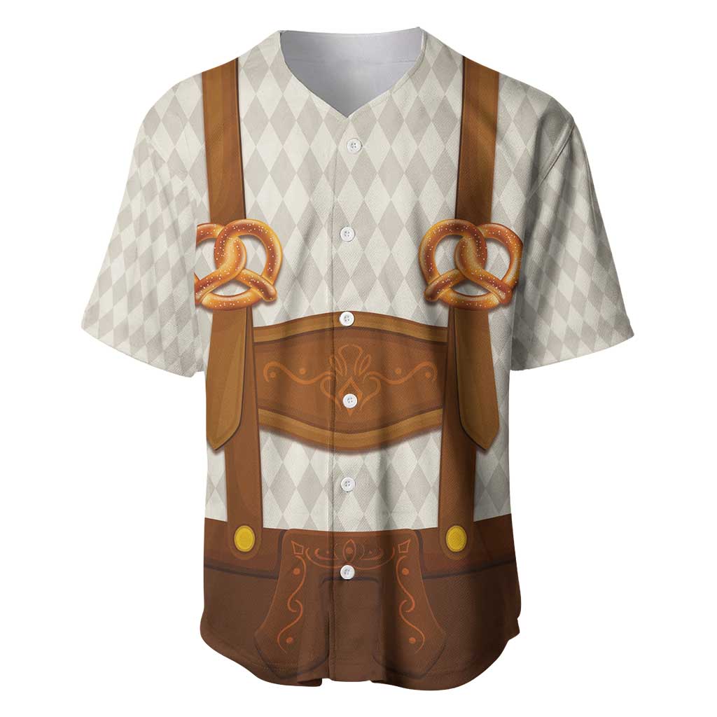 Traditional German Costume - Lederhosen and Soft Pretzel Baseball Jersey Old Vintage Bavarian Pattern