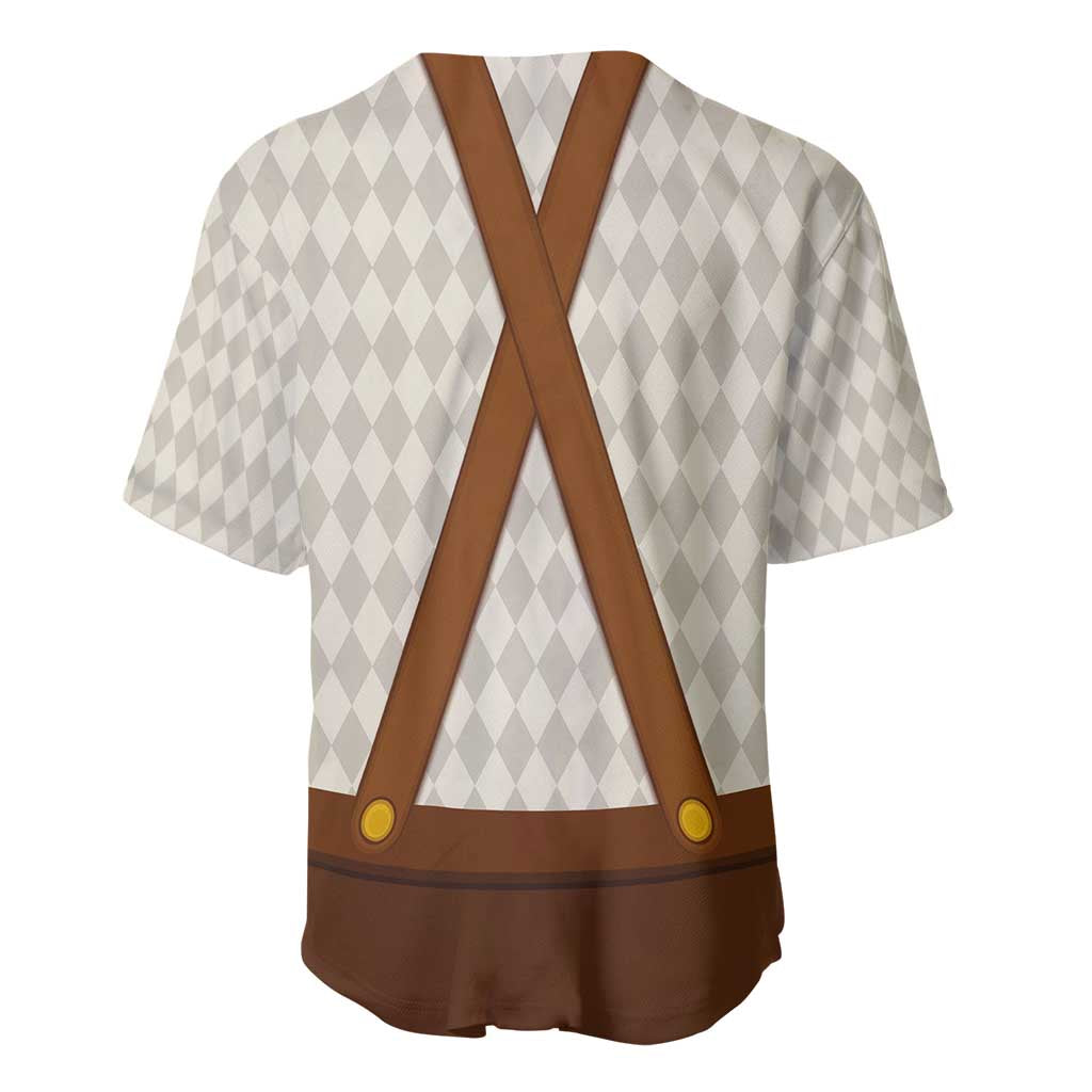 Traditional German Costume - Lederhosen and Soft Pretzel Baseball Jersey Old Vintage Bavarian Pattern