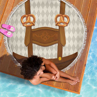 Traditional German Costume - Lederhosen and Soft Pretzel Beach Blanket Old Vintage Bavarian Pattern