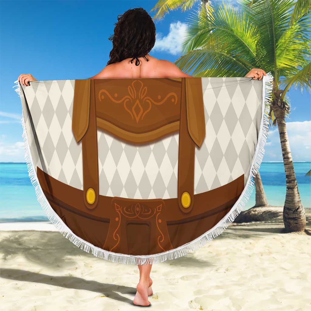 Traditional German Costume - Lederhosen and Soft Pretzel Beach Blanket Old Vintage Bavarian Pattern