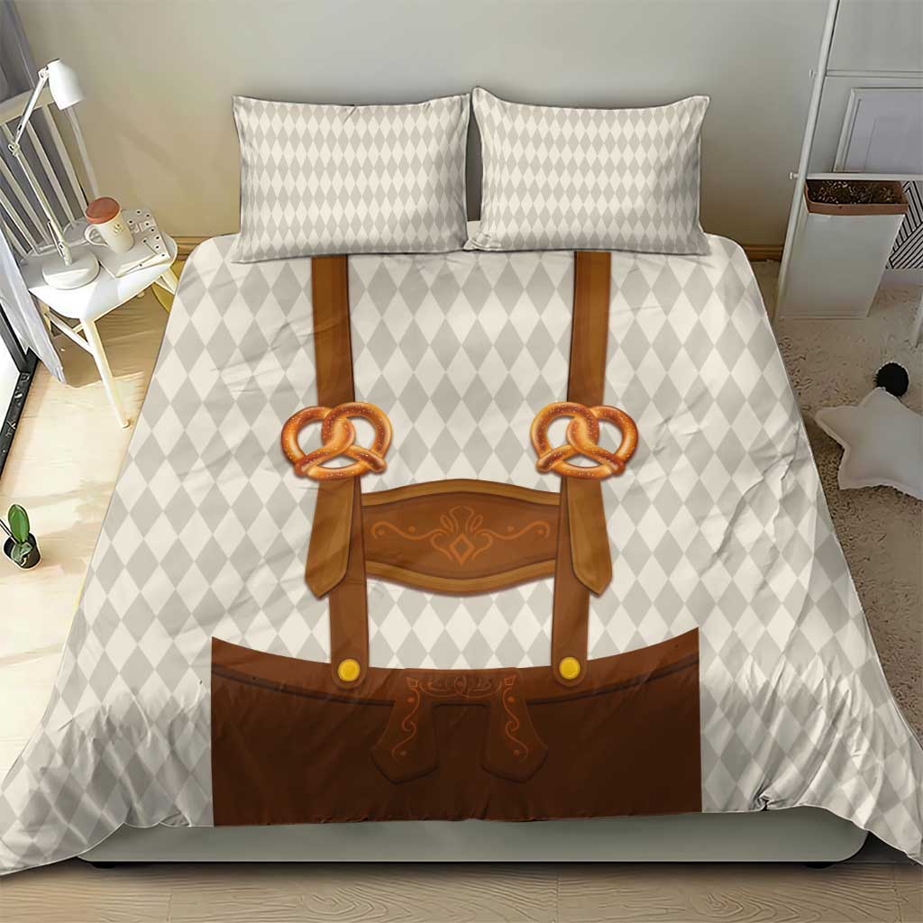 Traditional German Costume - Lederhosen and Soft Pretzel Bedding Set Old Vintage Bavarian Pattern