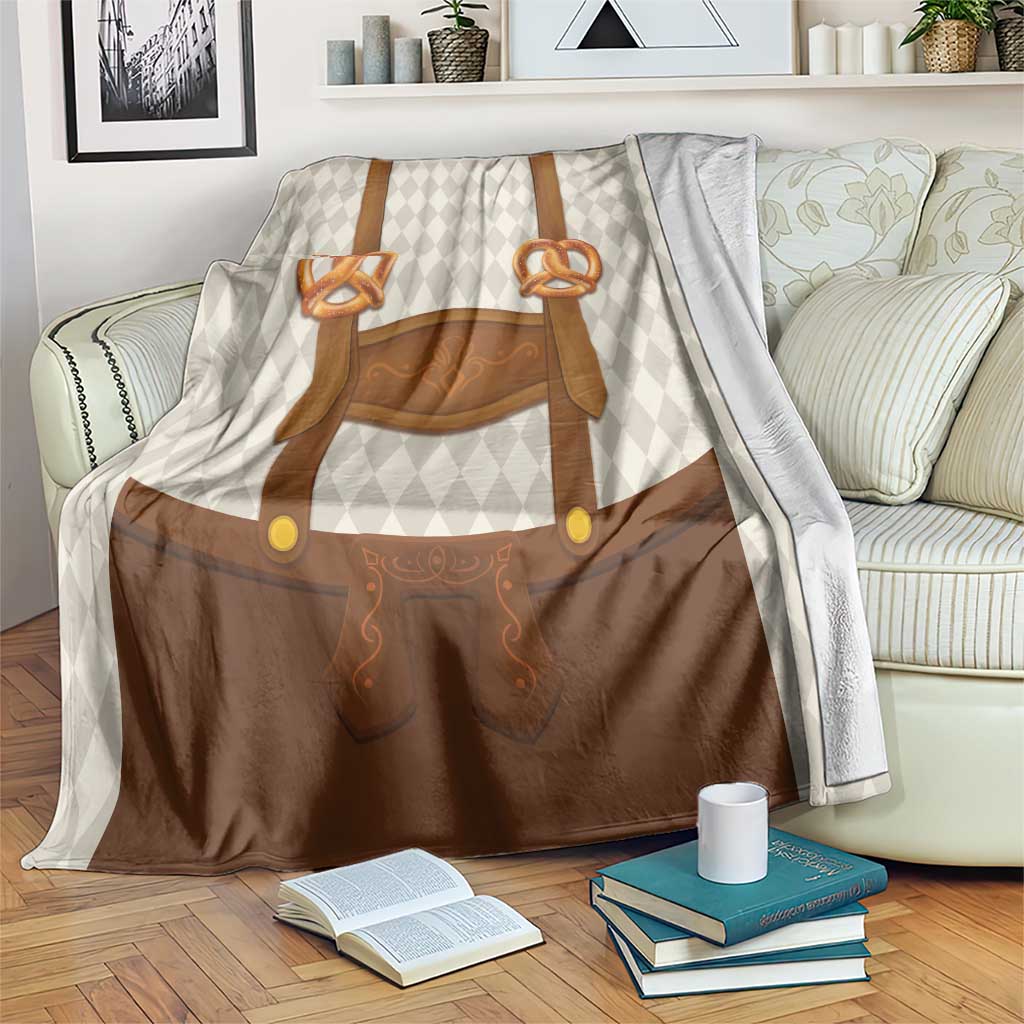 Traditional German Costume - Lederhosen and Soft Pretzel Blanket Old Vintage Bavarian Pattern