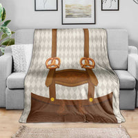Traditional German Costume - Lederhosen and Soft Pretzel Blanket Old Vintage Bavarian Pattern